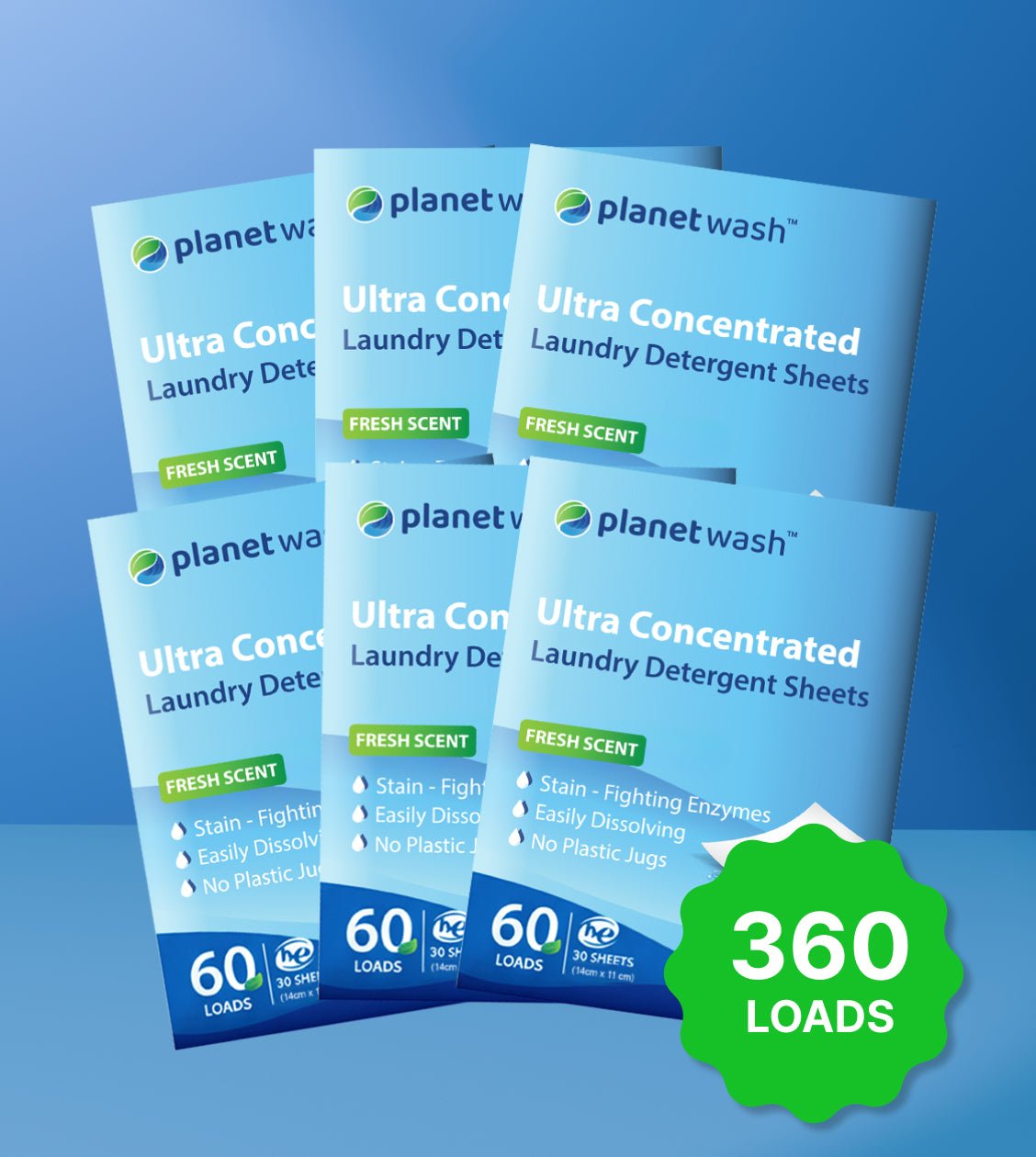 LAUNDRY DETERGENT  ECO SHEETS | Fragrance Free | 360 LOADS - Planet Wash